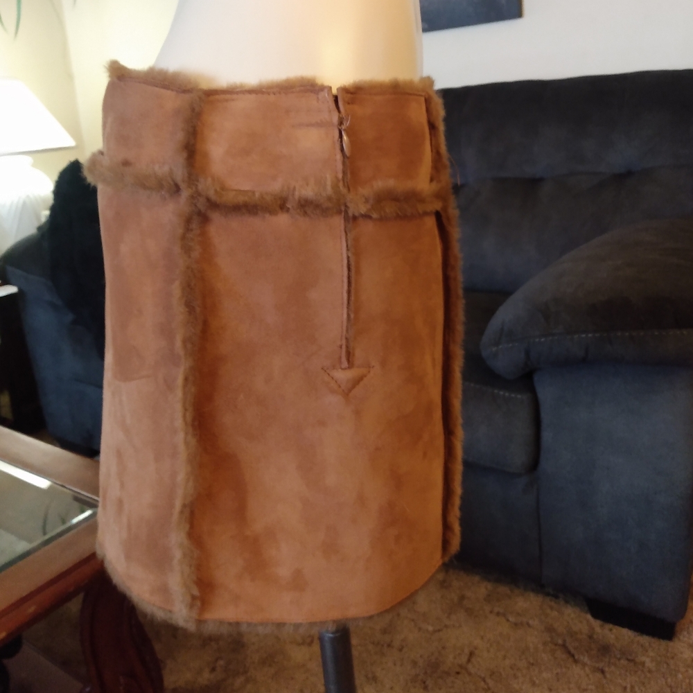 Ugg Leather Faux Fur Lined Skirt Mini Winter - Picture 4 of 4
